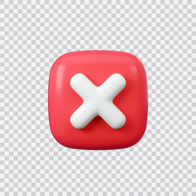 Negatyw lub odrzucenie znaku renderowania 3d Przycisk interfejsu na białym tle