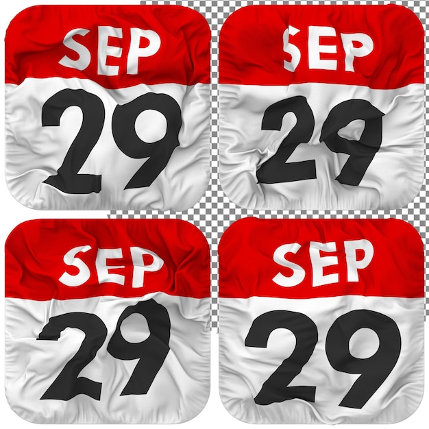 PSD negenentwintigste 29e datum kalenderpictogram geïsoleerd vier zwaaien stijl hobbel textuur 3d-rendering