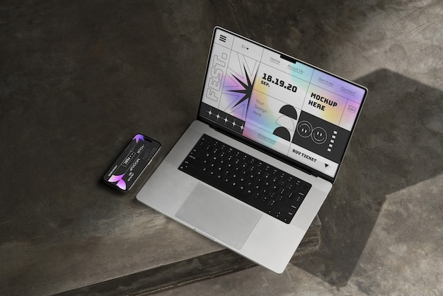 neo brutalism aesthetic device mockup design
