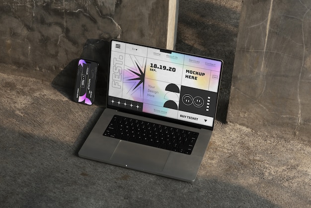 neo brutalism aesthetic device mockup design