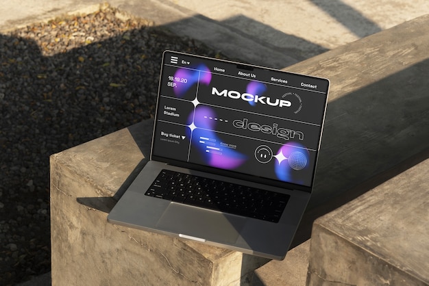 neo brutalism aesthetic device mockup design
