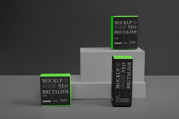 PSD neo brutalism aesthetic packaging