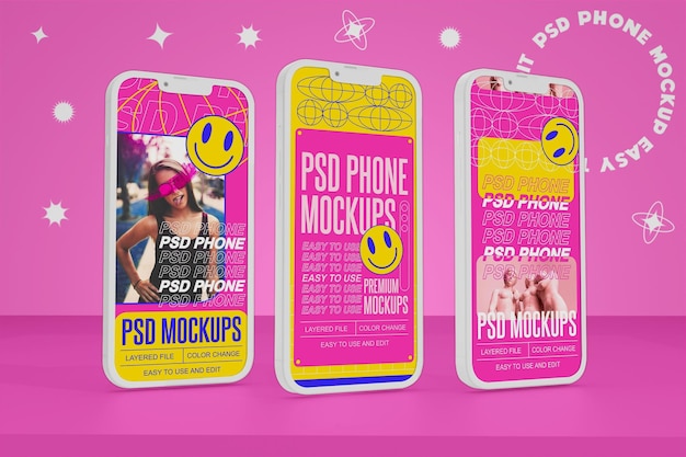 neo brutalism smartphone mockups