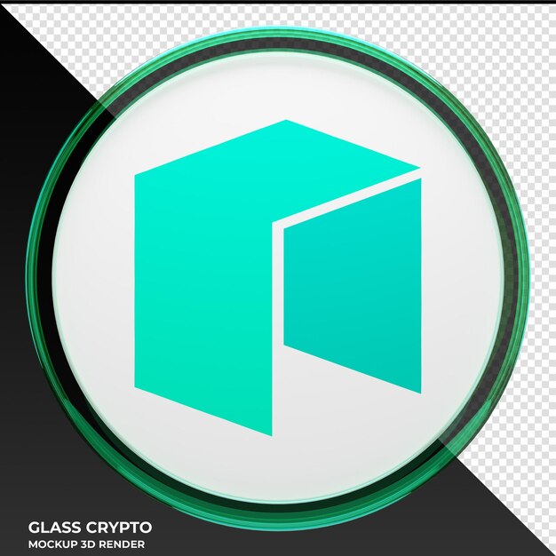 Neo glas crypto munt 3d illustratie