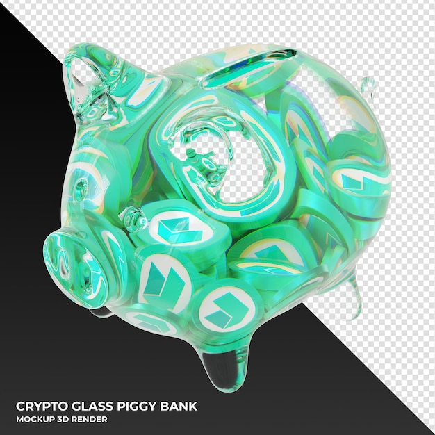 Neo neo glass piggy bank with crypto coins 3d illustration