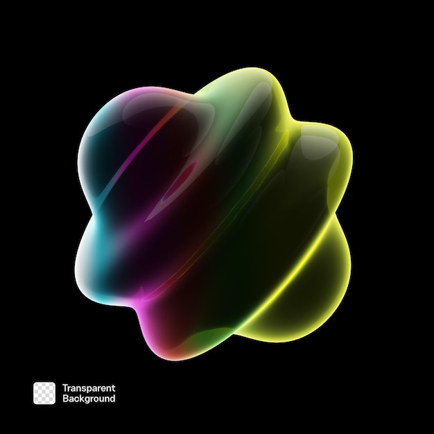 Neon 3D Abstract Shape PNG Template