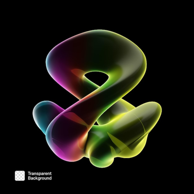 Neon 3D Abstract Shape PNG Template