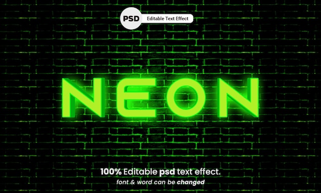 Effetto testo neon psd modificabile al neon 3d