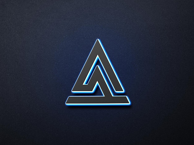 PSD neon 3d logo mockup darkness background