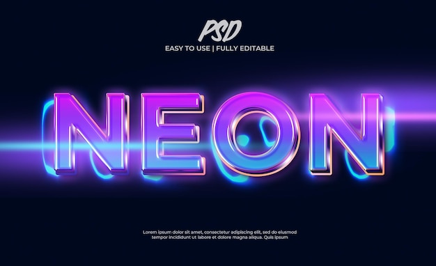 PSD neon 3d text effect