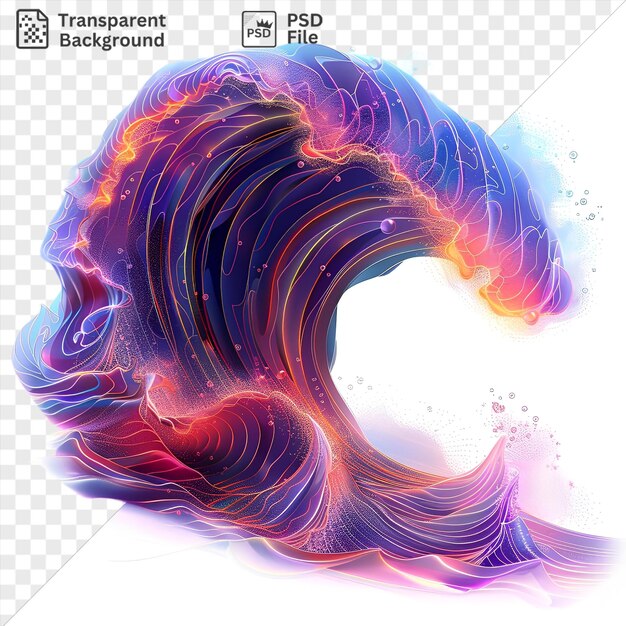 PSD neon abstract waves vector symbol oceanic glow of the ocean