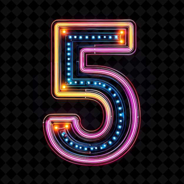 PSD neon alphabet and numbers png collection glowing typography design element voor moderne grafische kunst