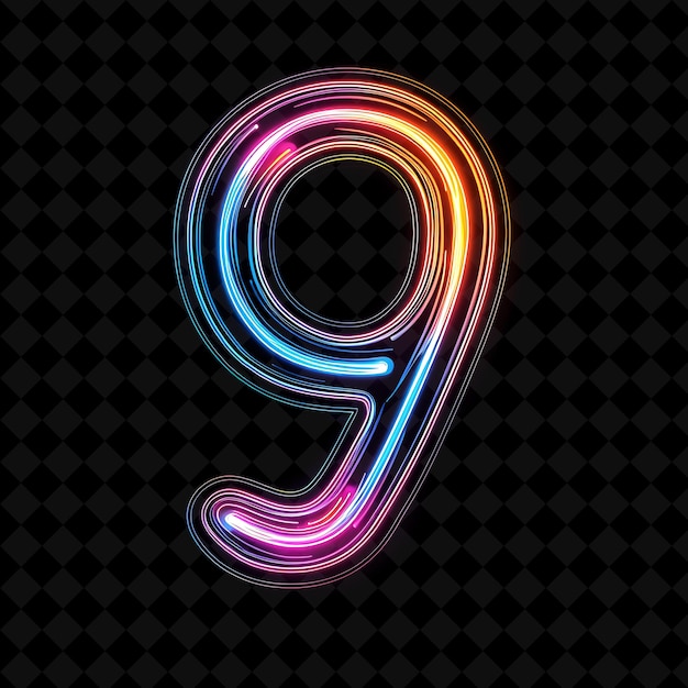 PSD neon alphabet and numbers png collection glowing typography elemento di progettazione per l'arte grafica moderna
