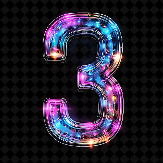 Neon alphabet and numbers png collection glowing typography design element for modern graphic art