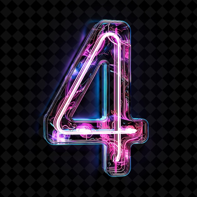 PSD neon alphabet and numbers png collection glowing typography design element for modern graphic art