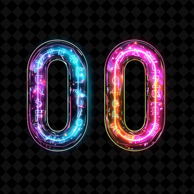 PSD neon alphabet and numbers png collection glowing typography design element for modern graphic art