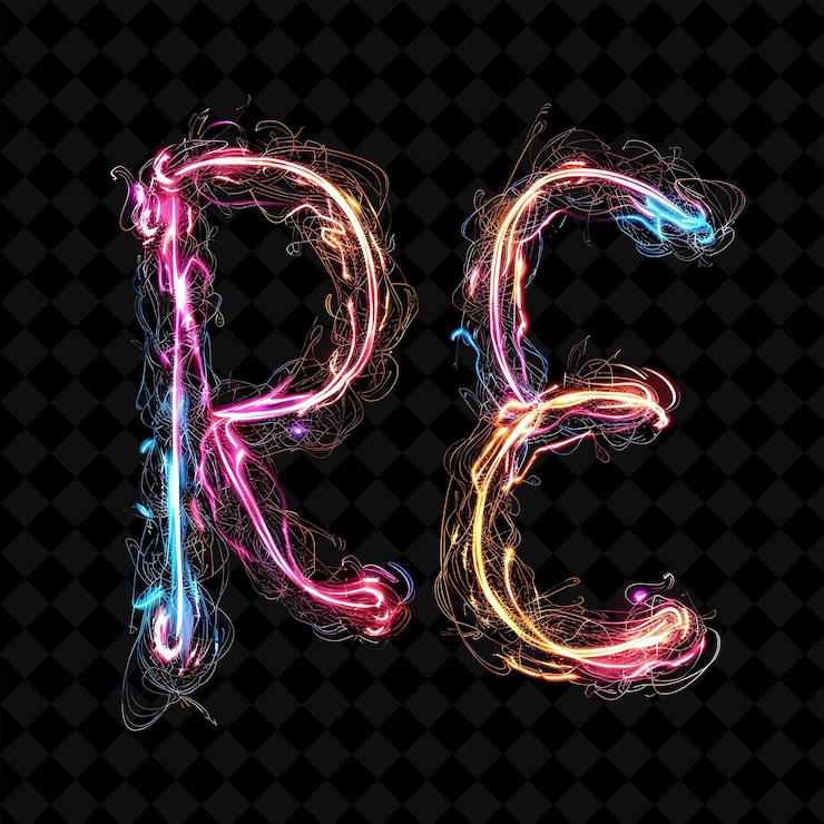 PSD ネオンのアルファベットと数字 pngコレクション 輝くタイポグラフィー 現代グラフィックアートのためのデザイン要素