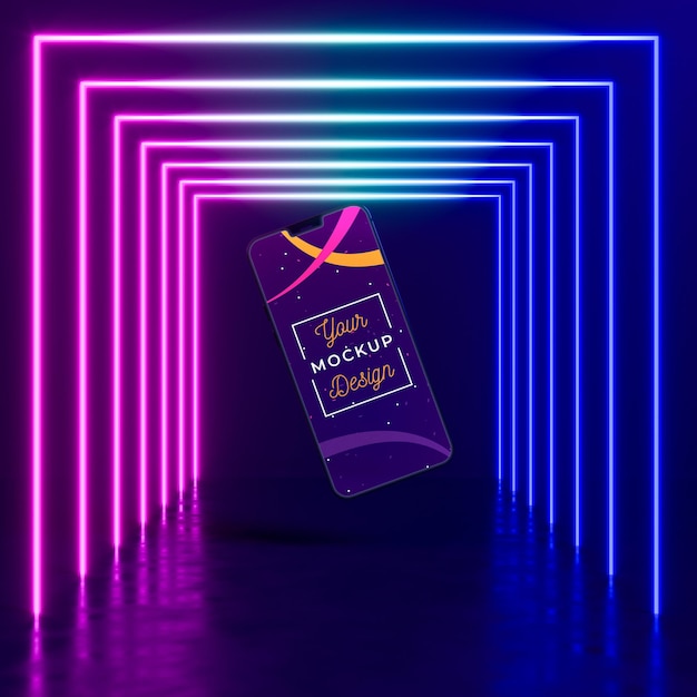 PSD neon apparaat concept mock-up