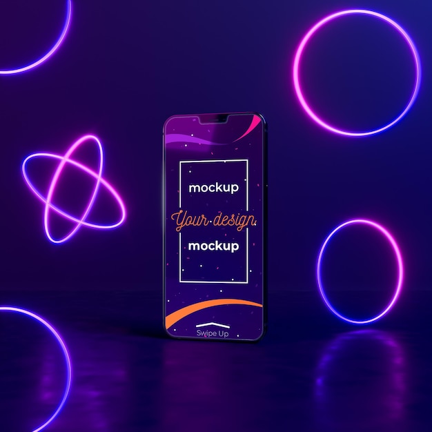 PSD neon apparaat concept mock-up