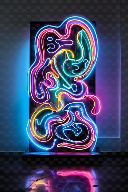 PSD neon art installation sign met een freeform shaped board arti y2k shape creatief signboard decor