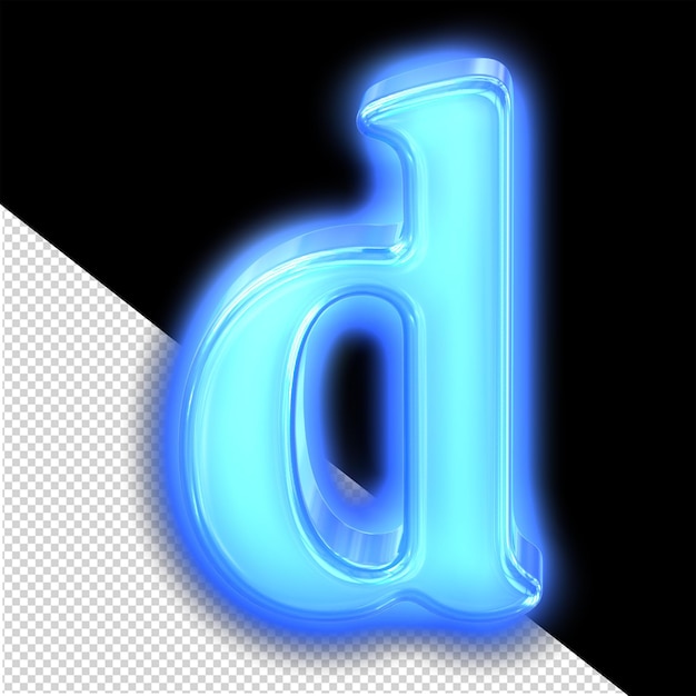 The neon blue symbol letter d
