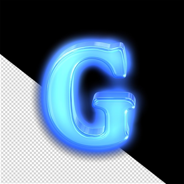 The neon blue symbol letter g