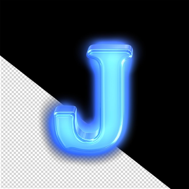 PSD the neon blue symbol letter j