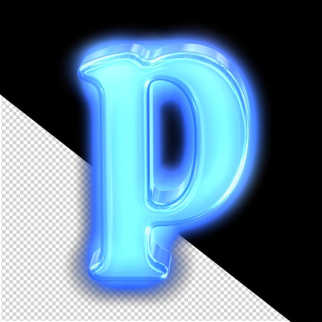 The neon blue symbol letter p