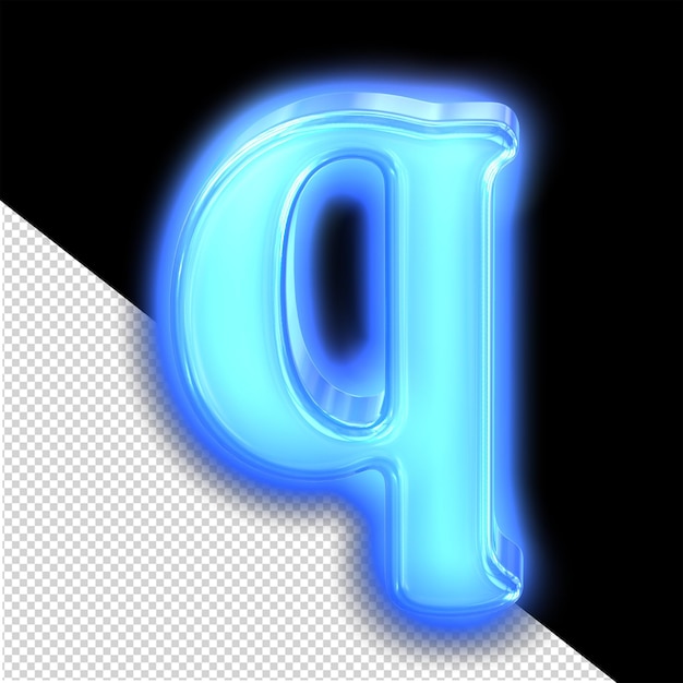 PSD the neon blue symbol letter q