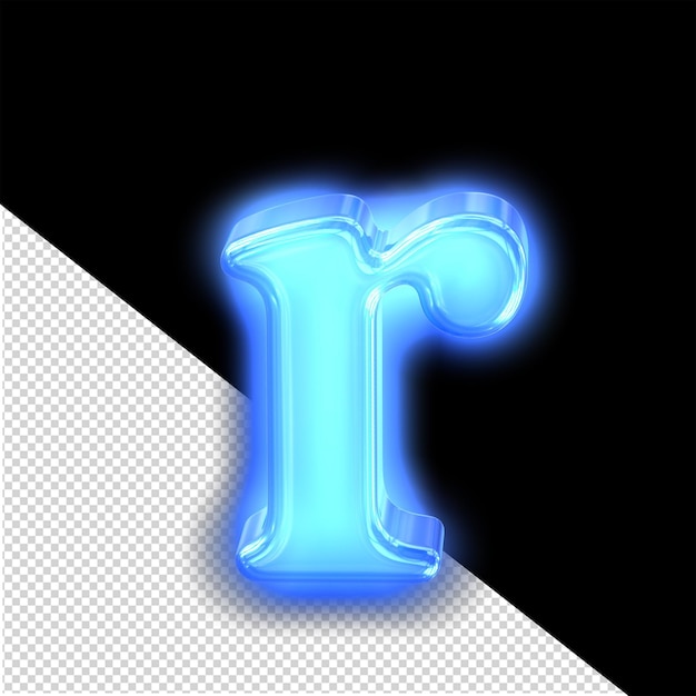 The neon blue symbol letter r