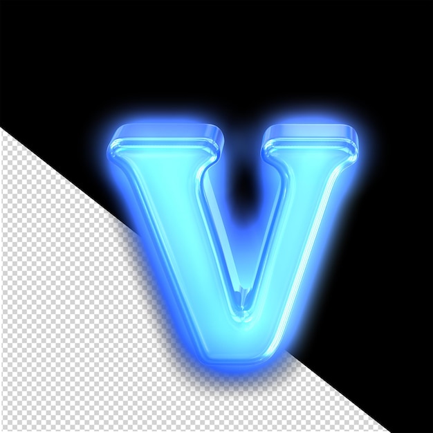 PSD the neon blue symbol letter v