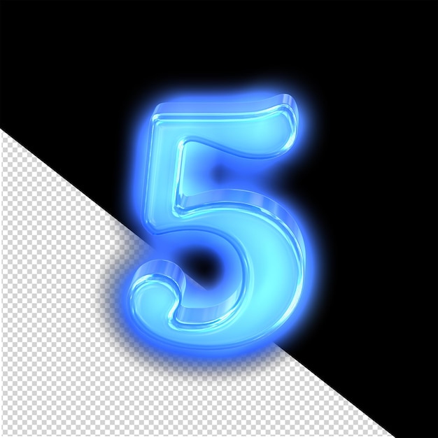 The neon blue symbol number 5