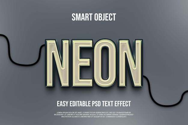 Neon broadway slim object eenvoudig bewerkbare psd tekst effect