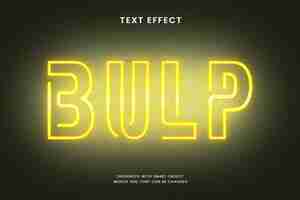 PSD neon bulp text effect template