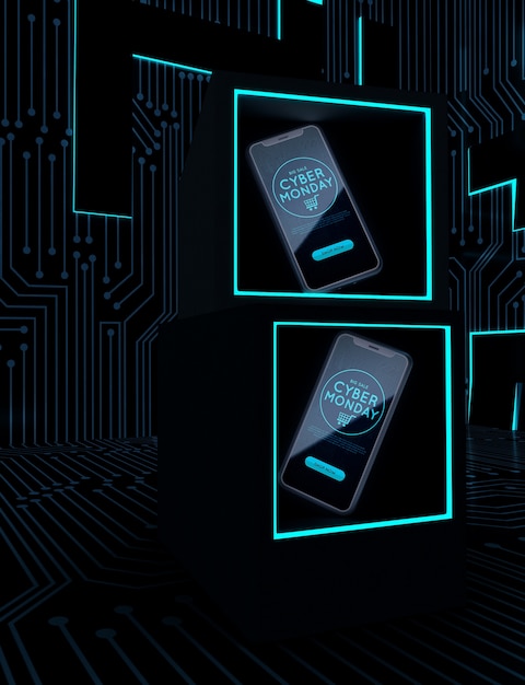 Neon çerçevelerde Siber Pazartesi telefonları