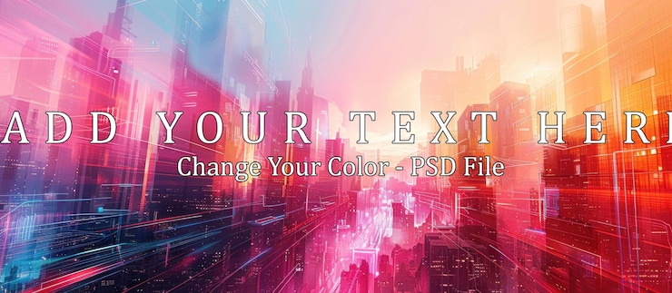 PSD neon cityscape futuristic metropolis with vibrant colors and glowing lights digital art