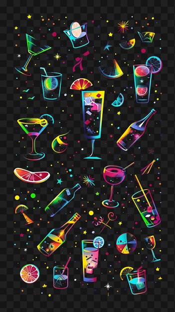 PSD neon collage psd fusion of collage art y2k shape game elements and vibrant imagery clipart design