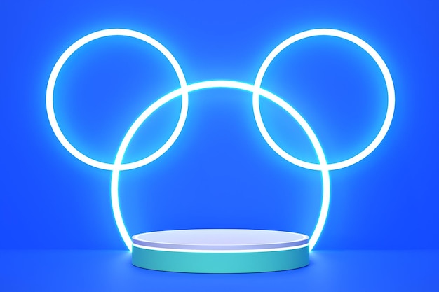 Neon color abstract 3D podium background with editable color for product placement