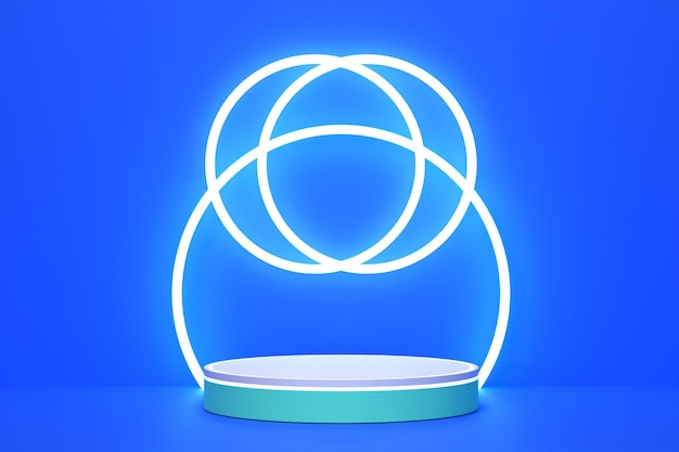 Neon color abstract 3D podium background with editable color for product placement