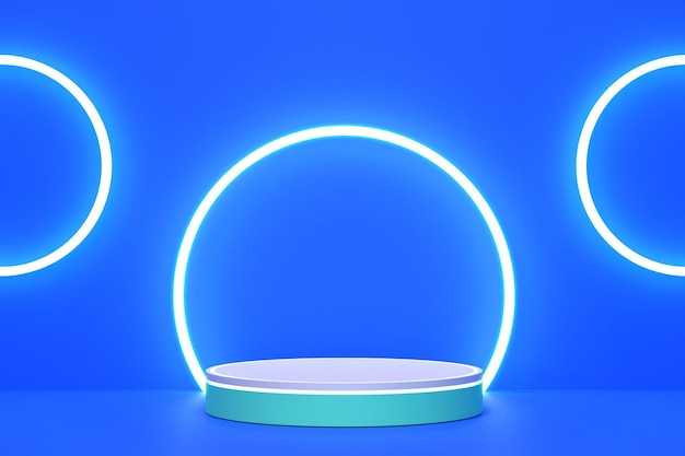 Neon color abstract 3D podium background with editable color for product placement