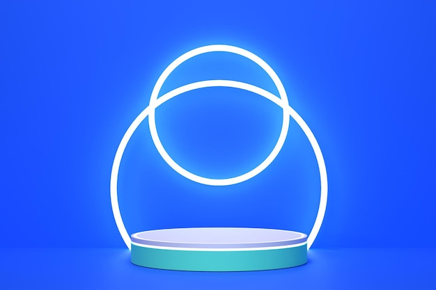 Neon color abstract 3D podium background with editable color for product placement