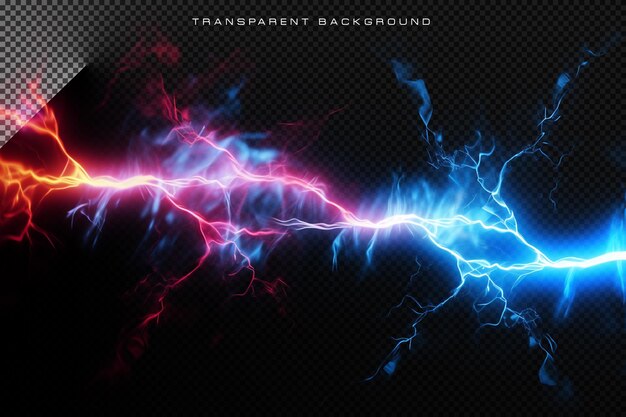 PSD neon colorful thunder lighting effect on transparent overlay