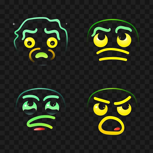 PSD neon design of confused face icon emoji with puzzled bewildered and perplex clipart idea tattoo