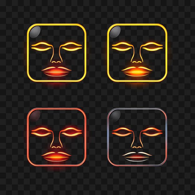 PSD neon design of face without mouth icon emoji with speechless wordless and s clipart idea tattoo