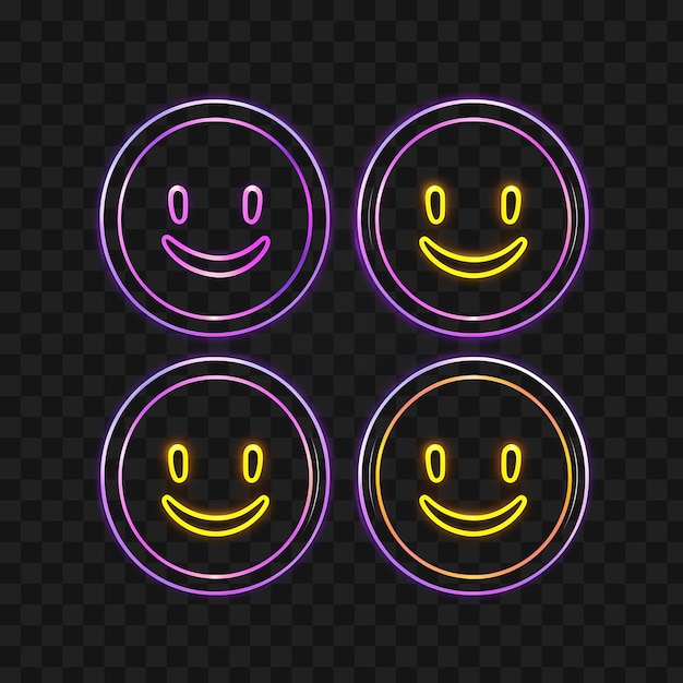 PSD neon design of smirking face icon emoji with smug self assured and confiden clipart idea tattoo