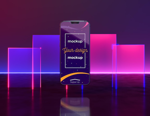 PSD concetto di dispositivo al neon mock-up