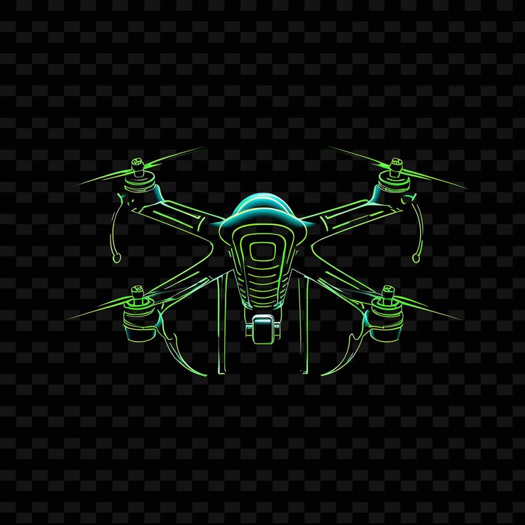 PSD neon drones borderline design neon lines style drone design png y2k shapes transparent light arts