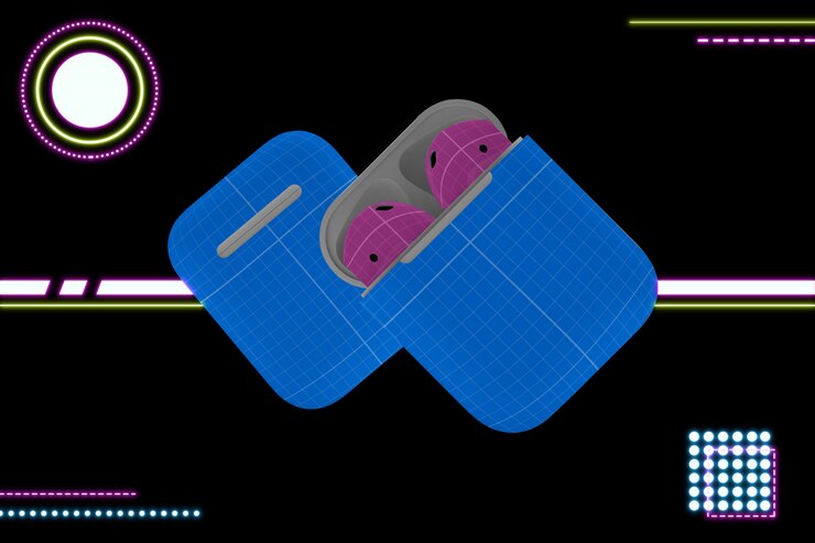 PSD neon earphone mockup v.2