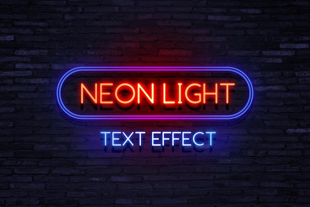 Neon-effect voor neon-teksteffect voor eetbare tekst neon-stijl-effect logo