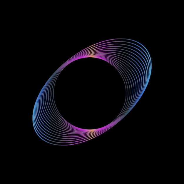Neon Ellipse Futuristic Line Art on Black Background